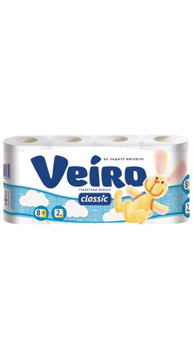 картинка Туалетная бумага Linia VEIRO Classic Белая два слоя 8 шт от магазина  Настоящая вода