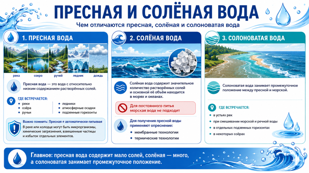 Пресная и солёная вода