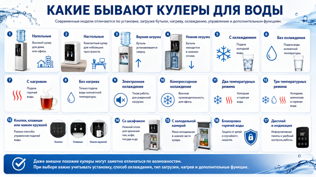Какие бывают кулеры для воды.png Какие бывают кулеры для воды