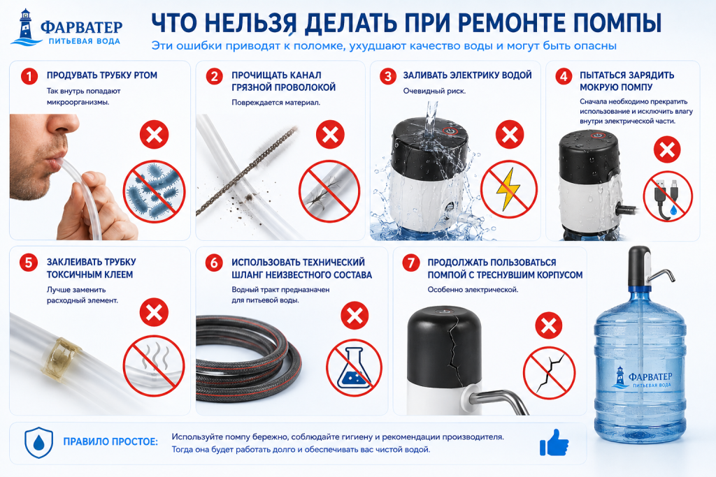 Что нельзя делать при ремонте помпы.png