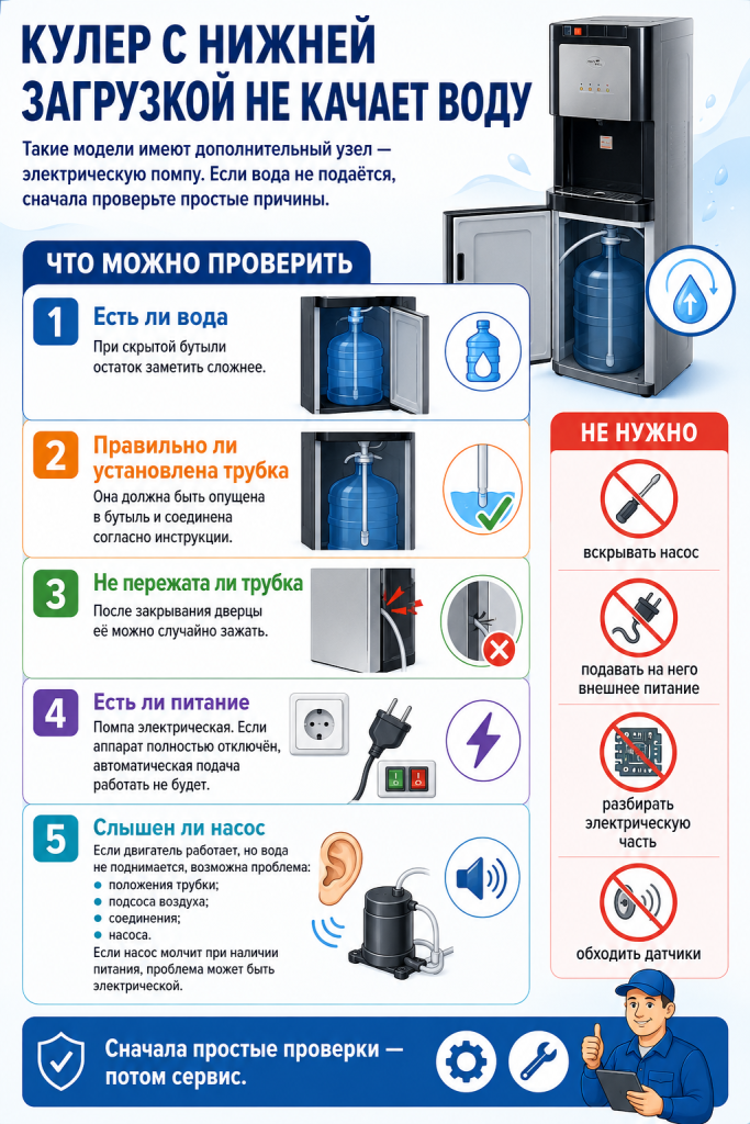 Кулер с нижней загрузкой не качает воду.png