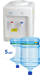 картинка Кулер-чайник + вода 19 литров "Farwater" 5 бутылок от магазина  Настоящая вода