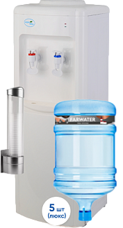 картинка Питьевая вода 19л "Farwater" Люкс 5 бутылей + водораздатчик + стаканодержатель + стаканы от магазина  Настоящая вода